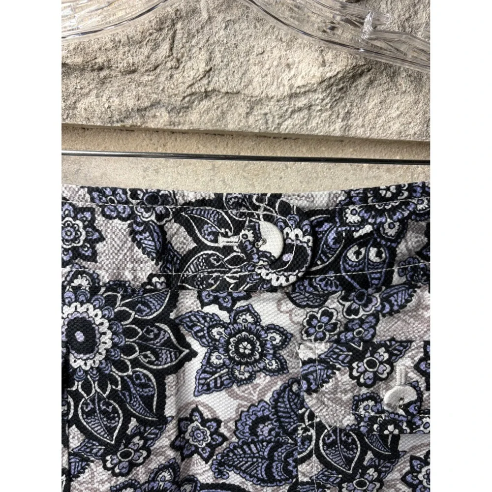 Ann Taylor Loft Womens Blue‎ Floral Paisley Mini Skirt Size 8 Cotton Blend 0650